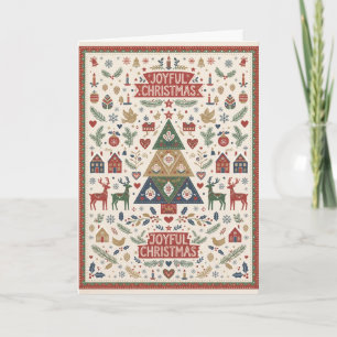 Joyful Folk Art Christmas Tree Card