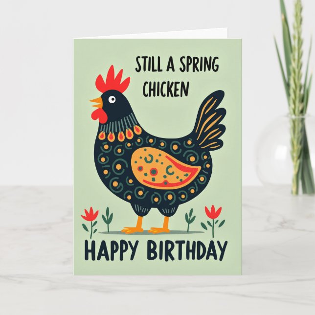 Joyful Folk Bird Birthday Card (Front)
