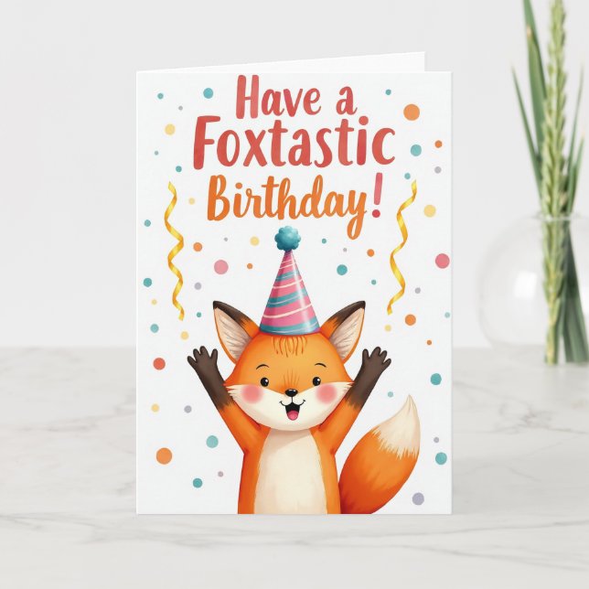 Joyful Fox Party Card (Front)