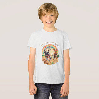 Joyful French Bulldog & Coffee Splash – Paws, Tri-Blend Shirt