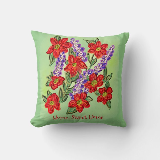 Joyful, From The Heart Floral Bouquet Cushion (Front)