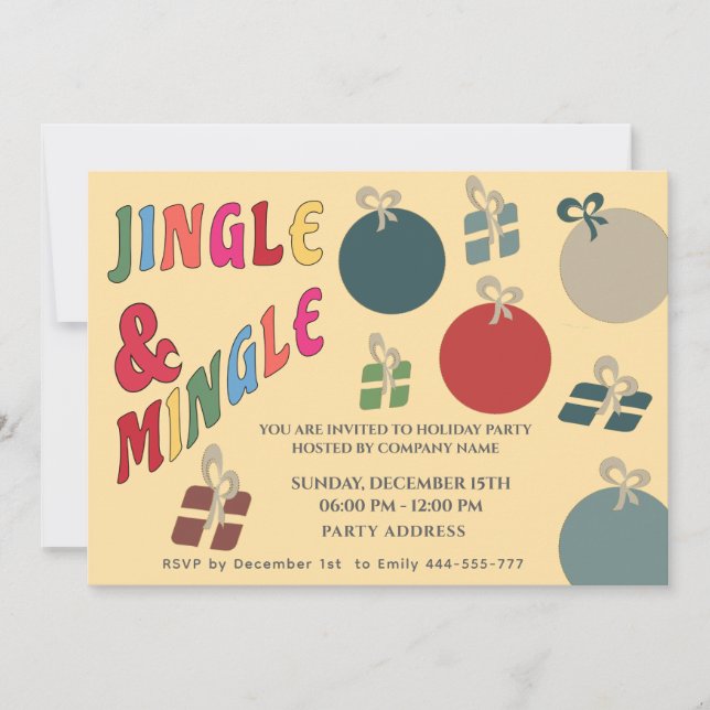  Joyful fun colourful ornaments gifts Holiday Invitation (Front)