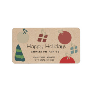 Joyful fun colourful ornaments gifts Holiday Labe Label