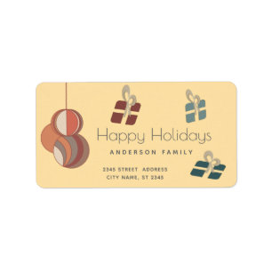 Joyful fun colourful ornaments gifts Holiday Labe Label