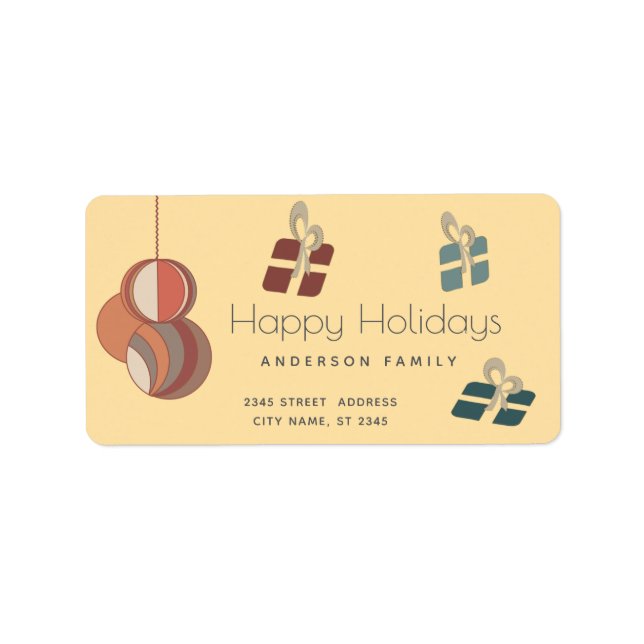 Joyful fun colourful ornaments gifts Holiday  Labe Label (Front)