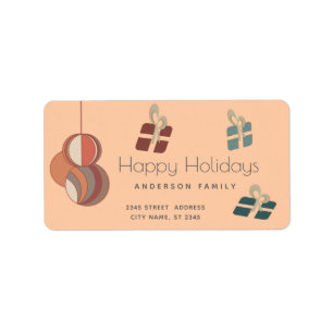 Joyful fun colourful ornaments gifts Holiday Labe Label