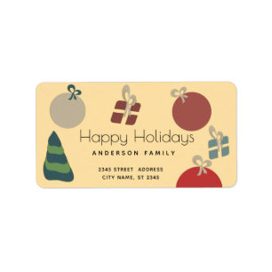 Joyful fun colourful ornaments gifts Holiday Label