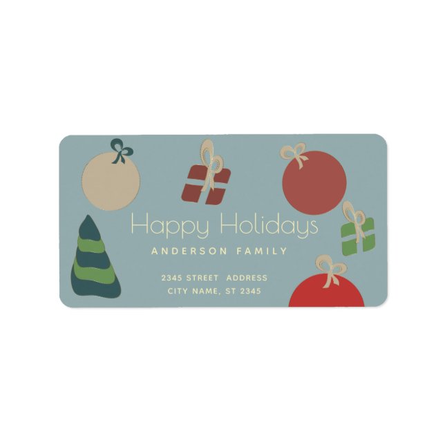 Joyful fun colourful ornaments gifts Holiday  Label (Front)