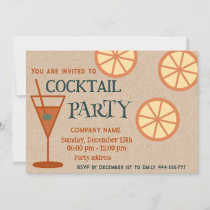 Joyful fun cool cardboard cocktail party corporate invitation