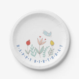 Joyful Garden Bird Paper Plate