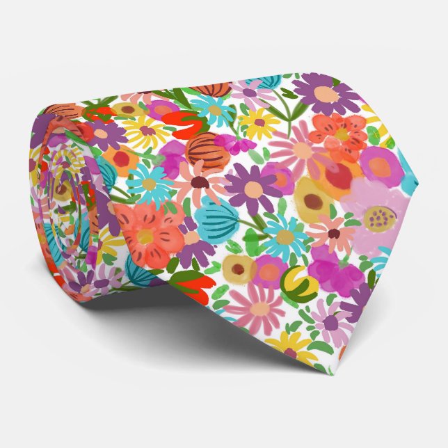 Joyful Garden Bloom Tie (Rolled)
