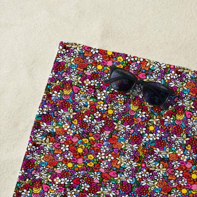 Joyful Garden Groovy Beach Towel (In Situ)