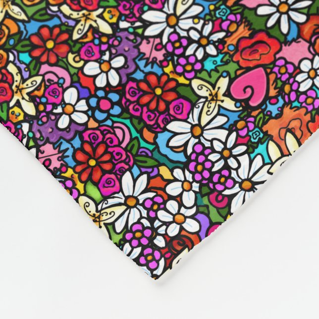 Joyful Garden Groovy Fleece Blanket (Corner)