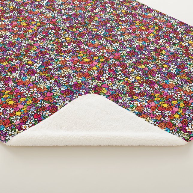 Joyful Garden Groovy Sherpa Blanket (3/4)