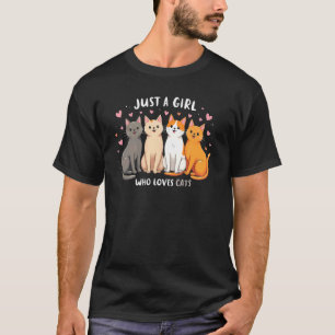 Joyful Girl Loves Cats Four Cute Cats T-Shirt