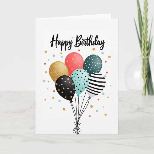 Joyful Glitter Balloons Card (Front)