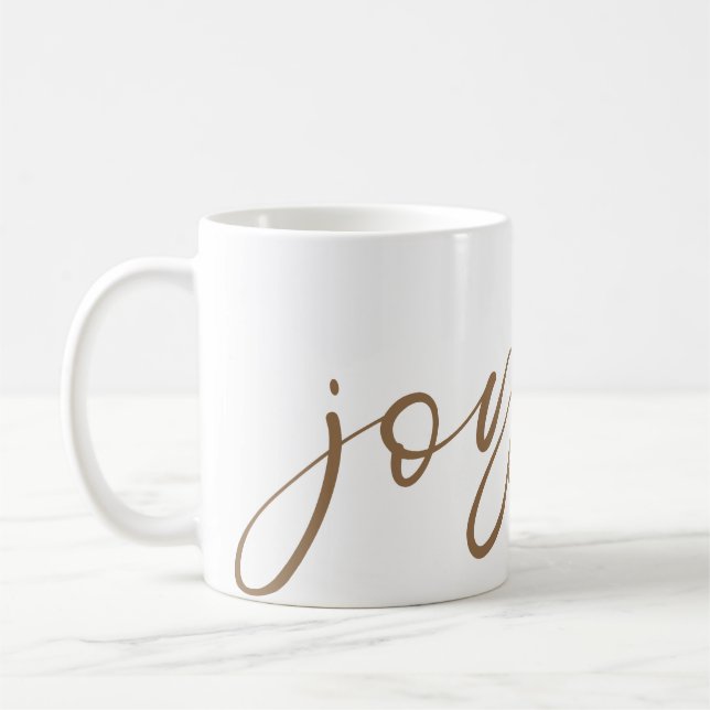 Joyful Gold Calligraphy Name White Coffee Mug (Left)
