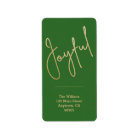 JOYFUL Gold Faux Foil Green Christmas Label
