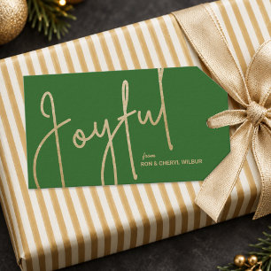 JOYFUL Gold Faux Foil Green Gift Tags