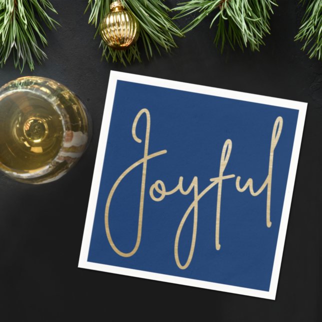 JOYFUL Gold Faux Foil on Blue Napkin (Creator Uploaded)