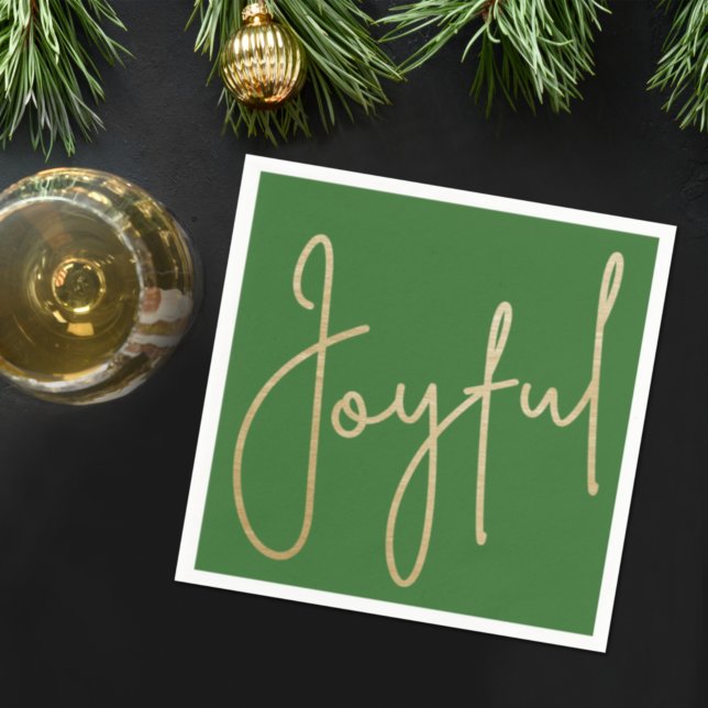 JOYFUL Gold Faux Foil on Green Napkin (Creator Uploaded)