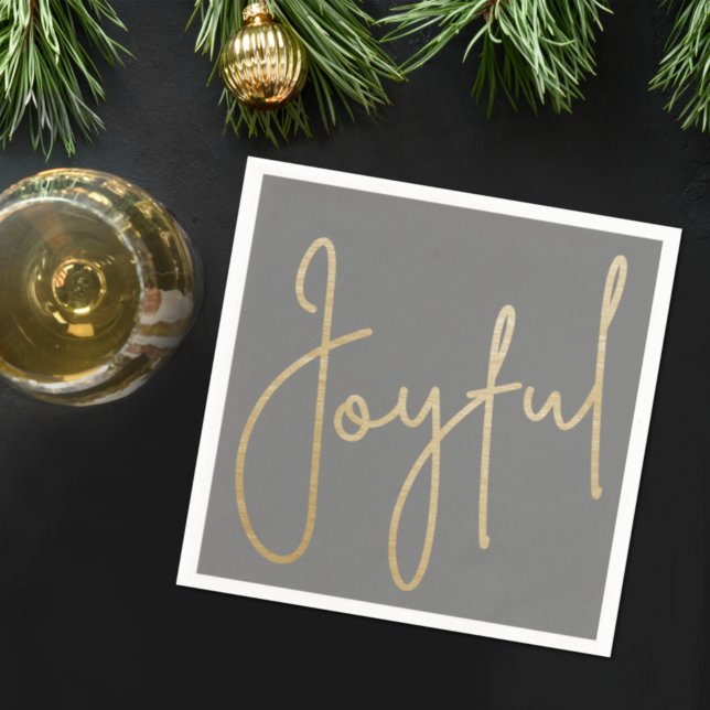 JOYFUL Gold Faux Foil on Grey Napkin (Creator Uploaded)