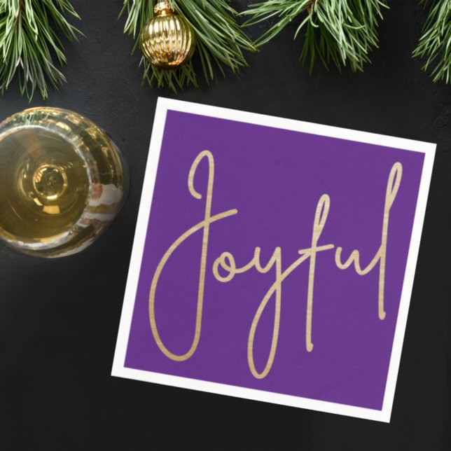 JOYFUL Gold Faux Foil on Purple Napkin (Creator Uploaded)