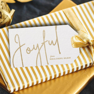 JOYFUL Gold Faux Foil White Gift Tags