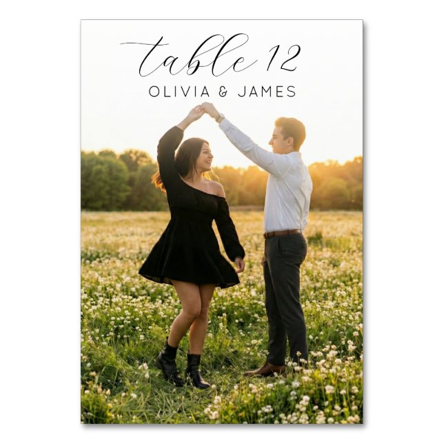 Joyful Golden Romantic Photo Table Number (Back)