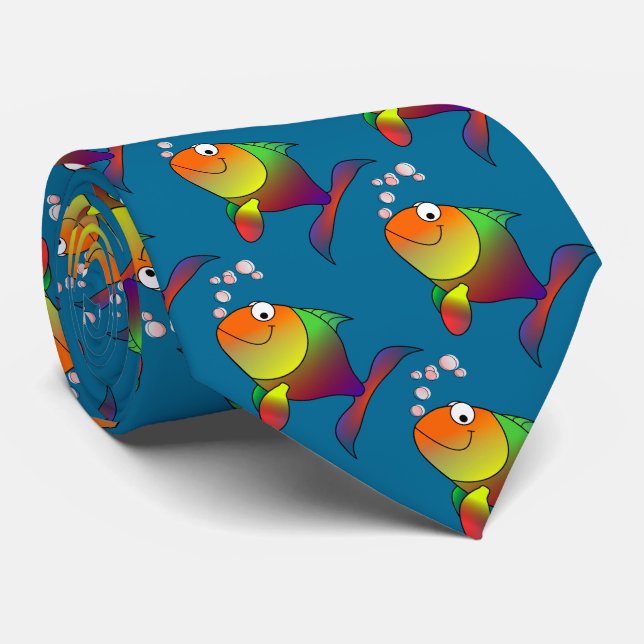 Joyful Goldfish in Sea Tie (Rolled)