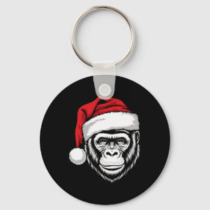 Joyful Gorilla Santa On Gorilla Christmas Key Ring
