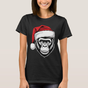 Joyful Gorilla Santa On Gorilla Christmas T-Shirt