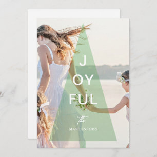 Joyful Green Christmas Tree Overlay Holiday Card