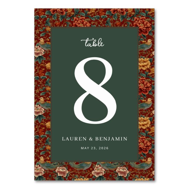 Joyful Green Floral Table Number (Front)