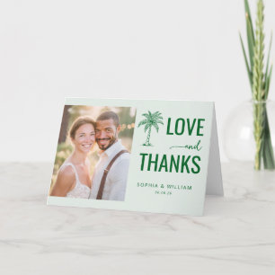 Joyful Green Palm Tree Love Thank You Card