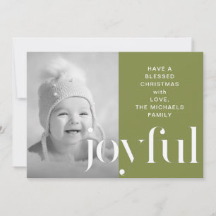 Joyful Green Photo Christmas Card Holiday Greeting