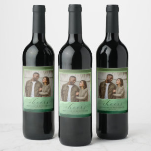 Joyful Green Rustic Photo Wine Label