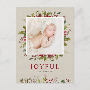 Joyful Greenery   Christmas Photo Holiday Postcard