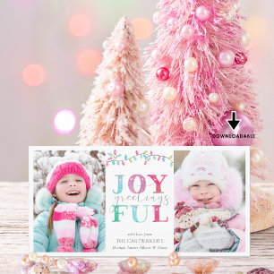 JOYFUL GREETINGS Pastel Holiday Lights 2 Photos Card
