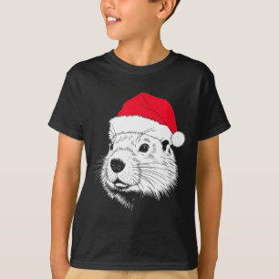 Joyful Groundhog Santa On Groundhog Christmas T-Shirt