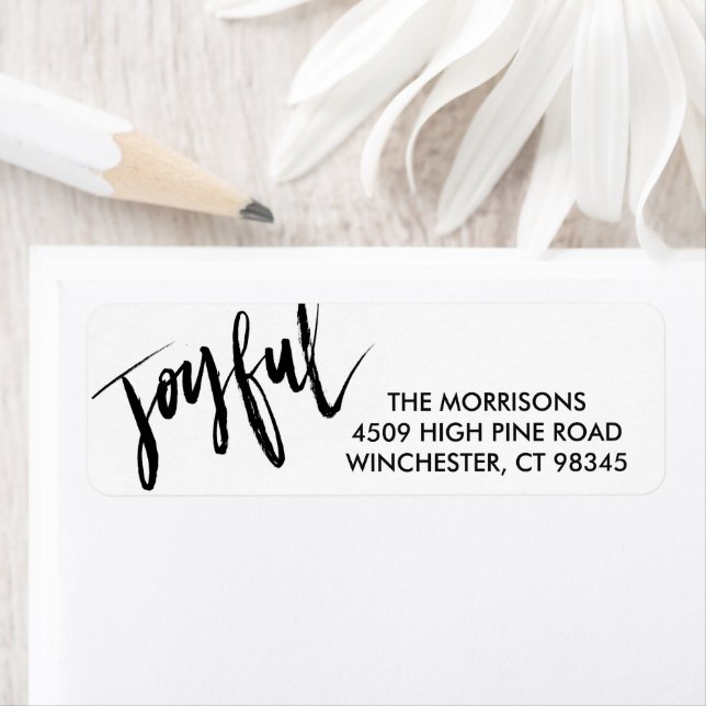 Joyful Hand lettered Holiday Simple Return Address (Insitu)