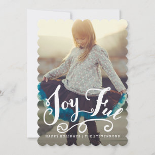 JOYFUL   Handwritten Swirl Holiday Photo Card
