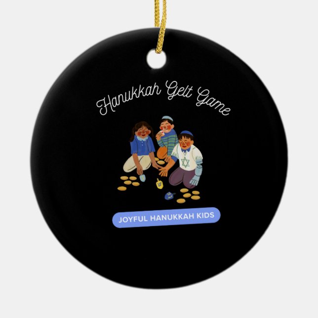 Joyful Hanukkah Kids Ceramic Tree Decoration (Front)