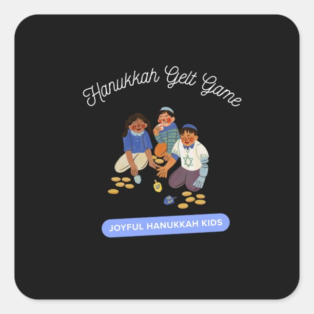 Joyful Hanukkah Kids Square Sticker (Front)