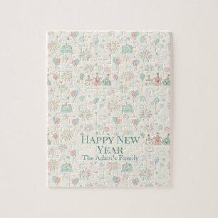 Joyful Happy New Year 2026 Kids Custom Name Jigsaw Puzzle