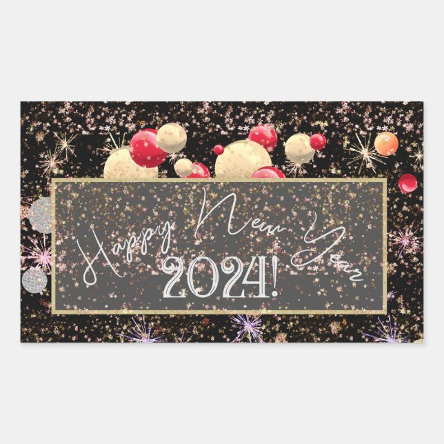 Joyful happy new year 2-24 banner rectangular sticker (Front)