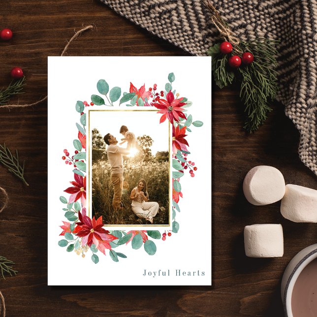 Joyful Heart Botanical Photo Christmas Holiday Card (Joyful Heart Botanical Photo Family Christmas Holiday Card)