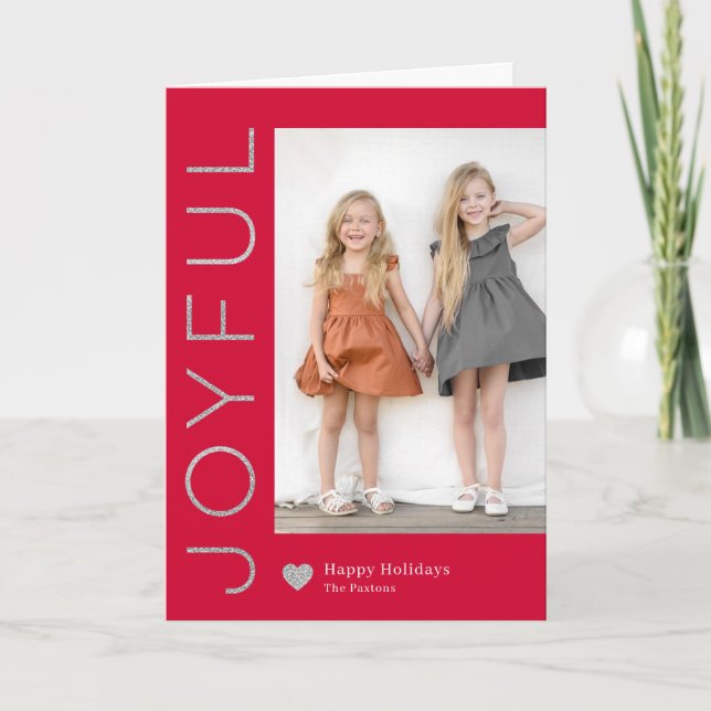 Joyful Heart EDITABLE COLOR Holiday Photo Card (Front)