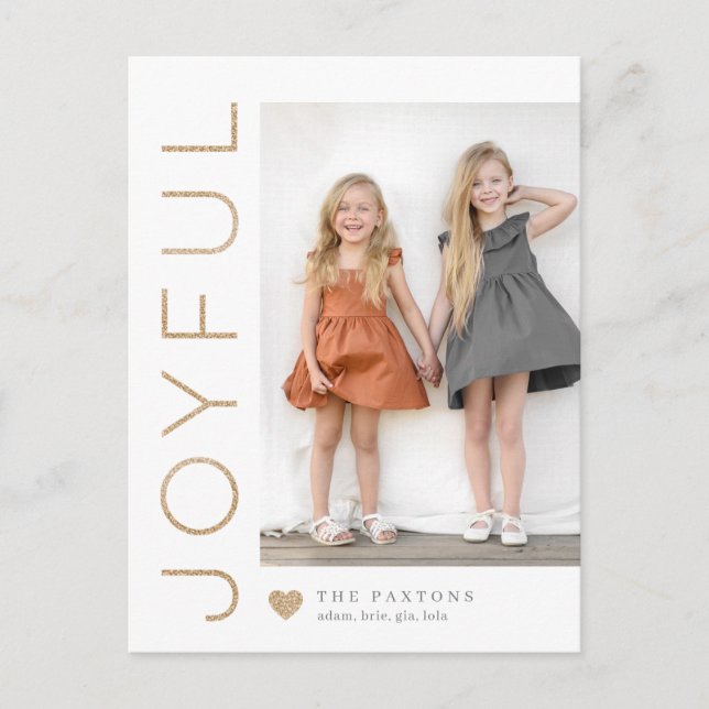 Joyful Heart EDITABLE COLOR Holiday Postcard (Front)