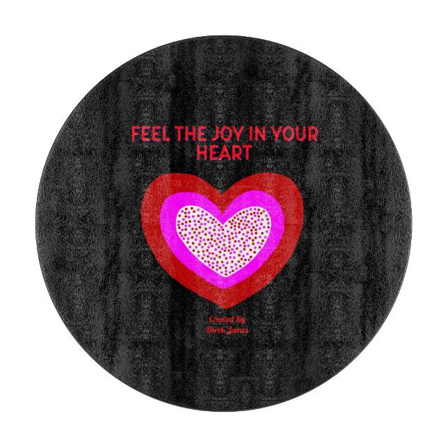 Joyful Heart Glass Cutting Board (Front)